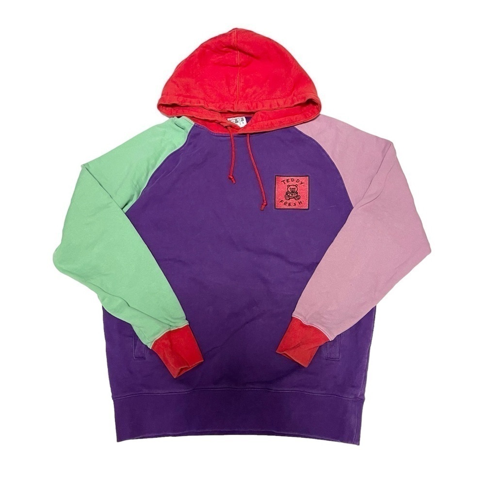 Teddy Fresh Purple Color Block Hooded Men Sweatshirt US M